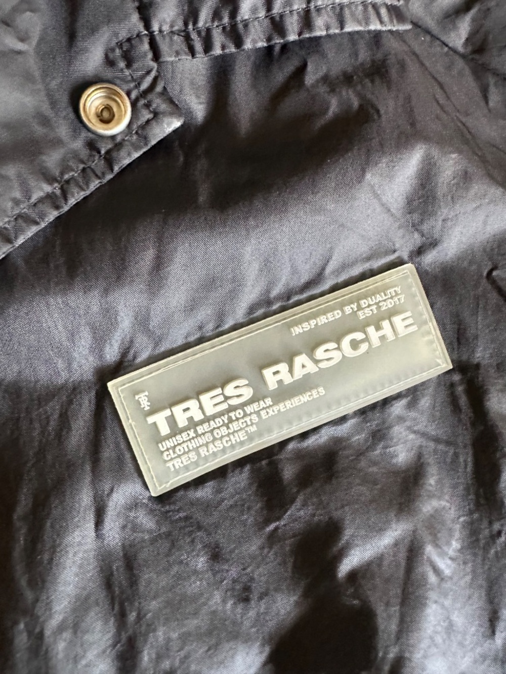 Tres Rasche Black Unisex Snap Front Windbreaker Jacket Size Large - Picture 5 of 13